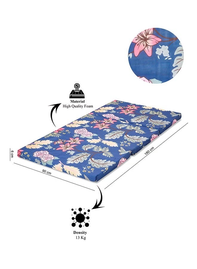 The Home Mart Tri-Fold Mattress - Folding Foam Mattress Soft Polythene Foam, Printed Cover - 90 x 180 x 6 cm, Density 13kg Soft (180L x 90W x 6H cm) - Image 2